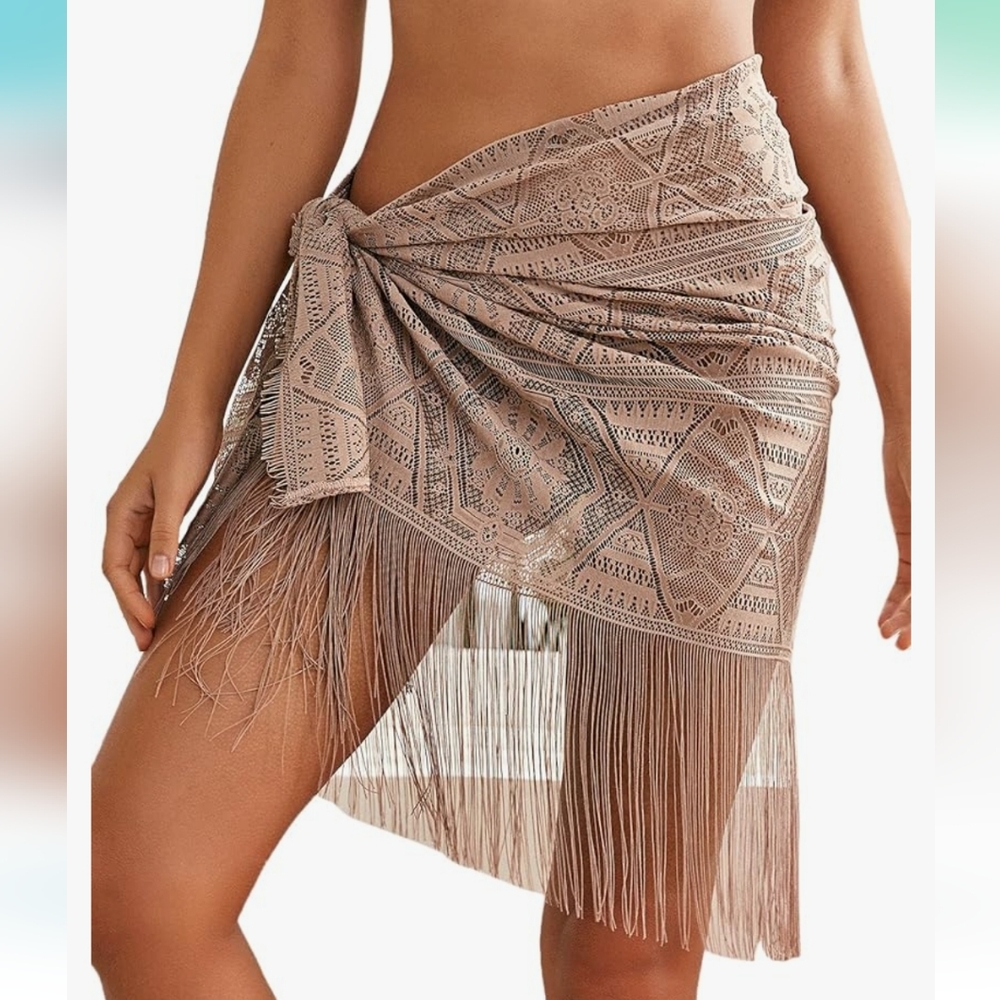 Fringed Beach Sarong Scarf Cover-up, Gorgeous!